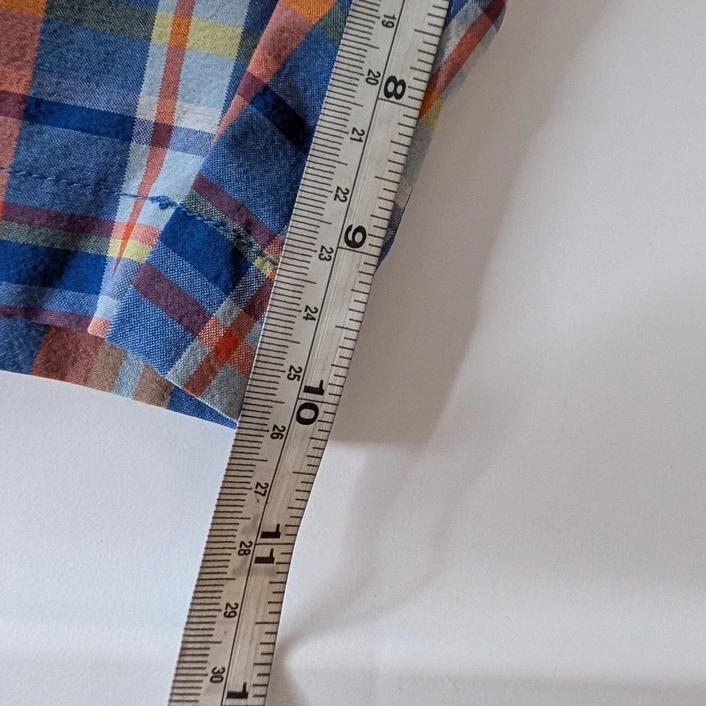 Tommy‎ Bahama Cargo Shorts Mens 38 Blue Orange Plaid Stretch Hybrid Performance